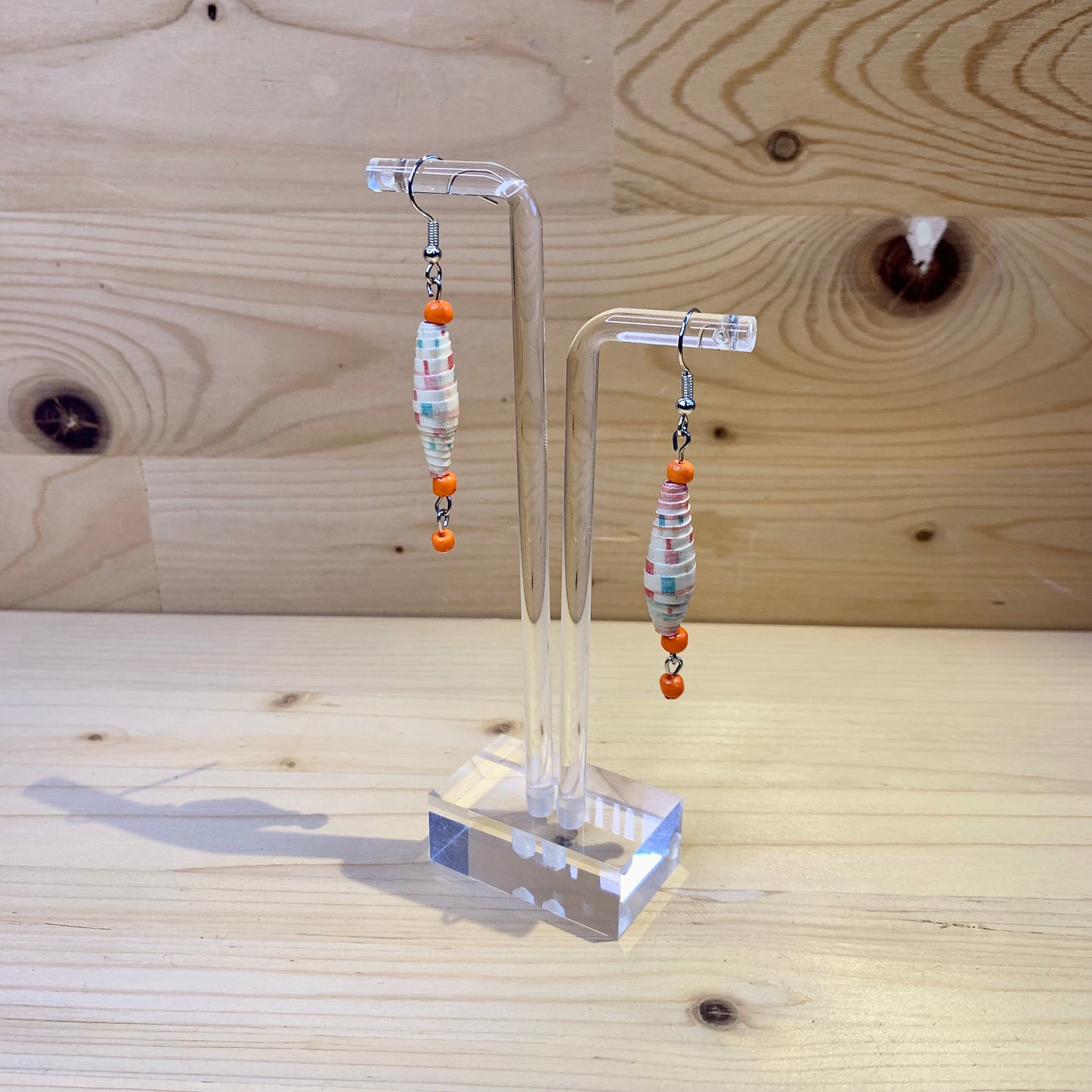 Paper Bead Earrings - Orange