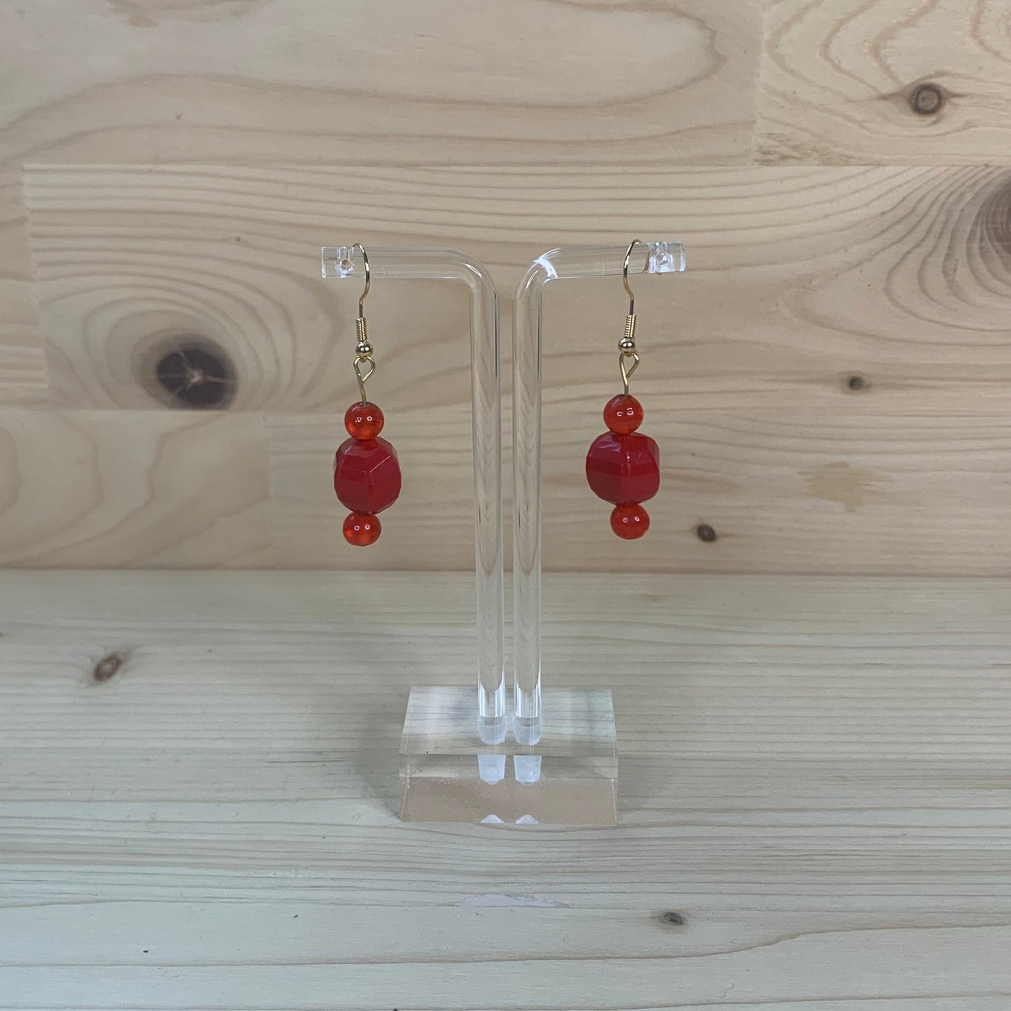 Fire Engine Red Round Bead Earrings