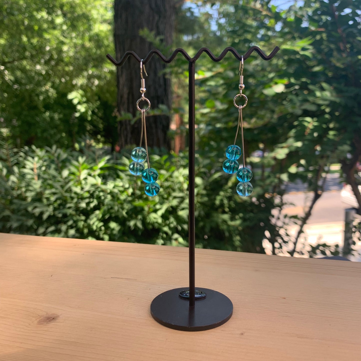 Sea Blue Double Round Earrings