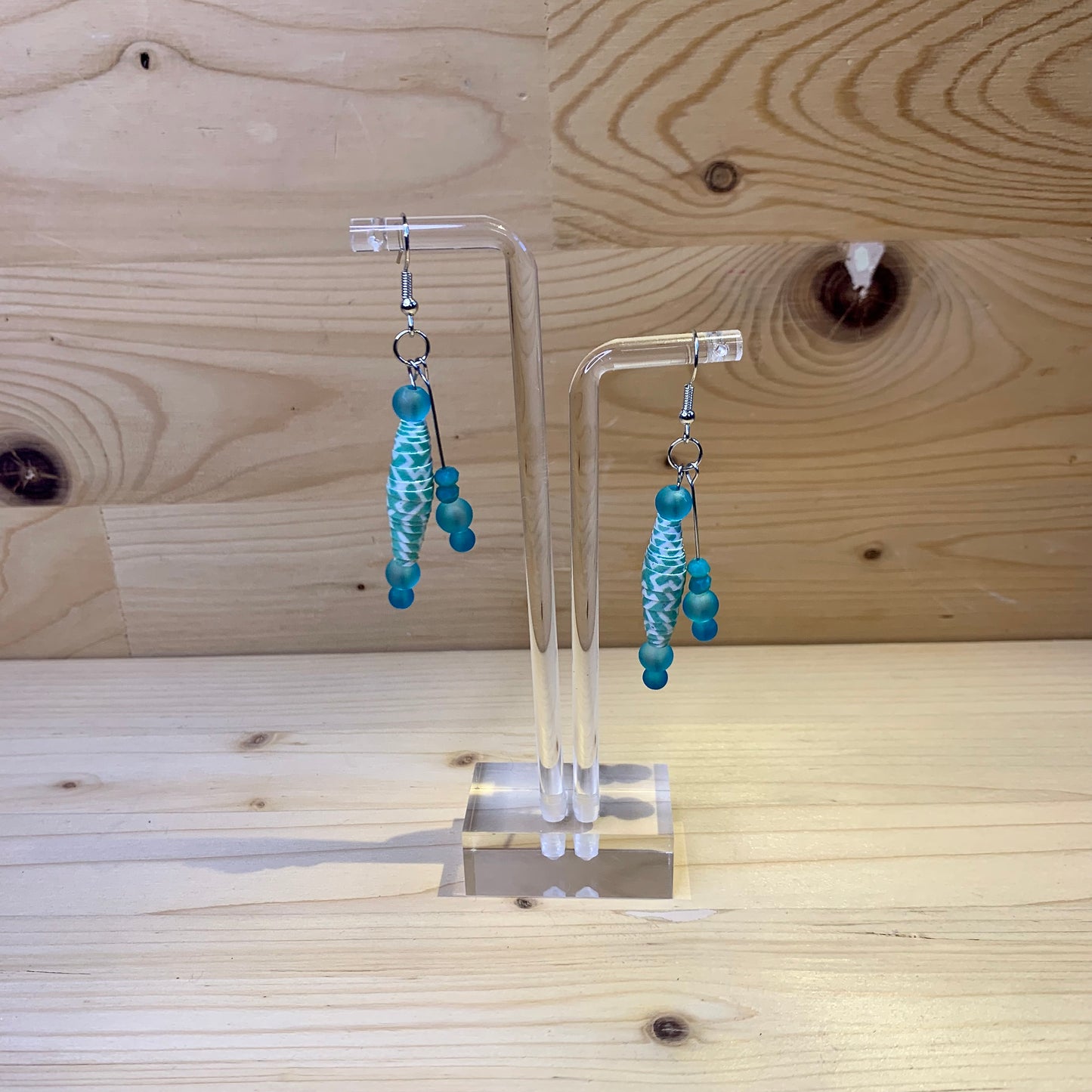 Paper Bead Earrings - Dreamy Blue