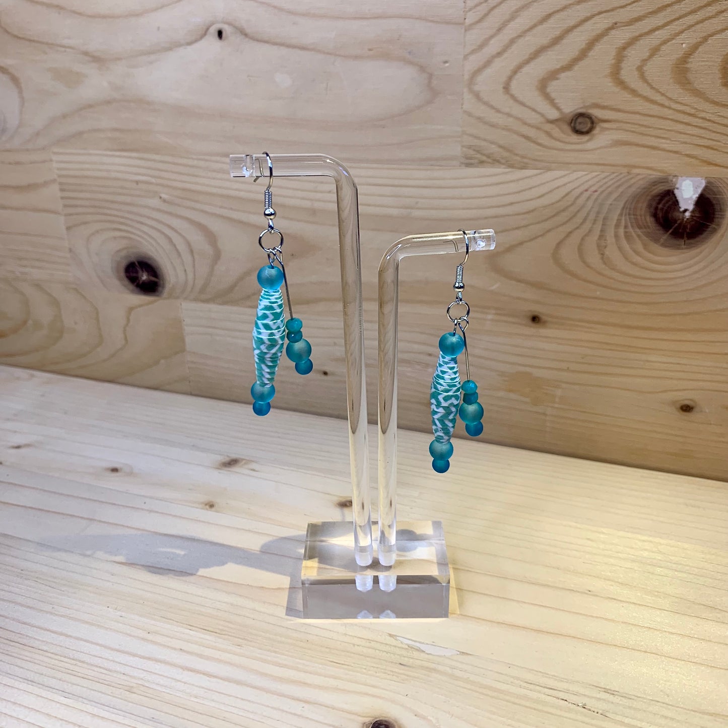 Paper Bead Earrings - Dreamy Blue