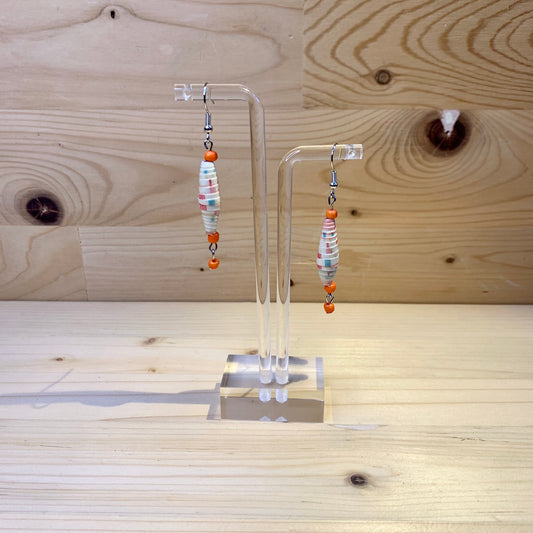 Paper Bead Earrings - Orange