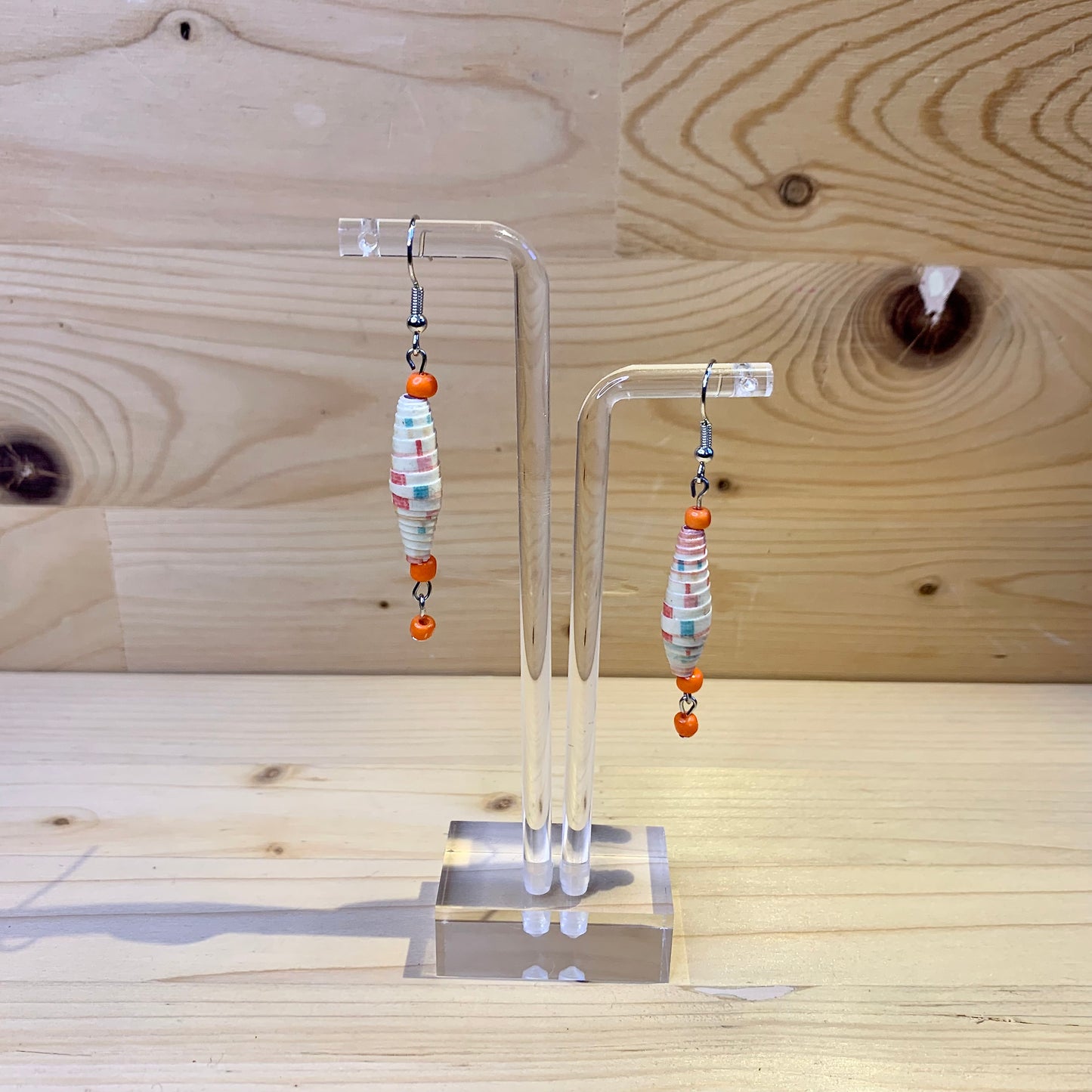 Paper Bead Earrings - Orange