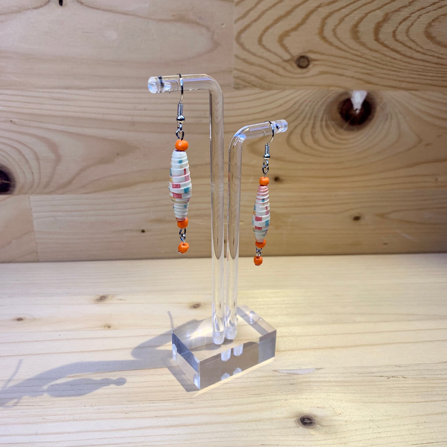 Paper Bead Earrings - Orange