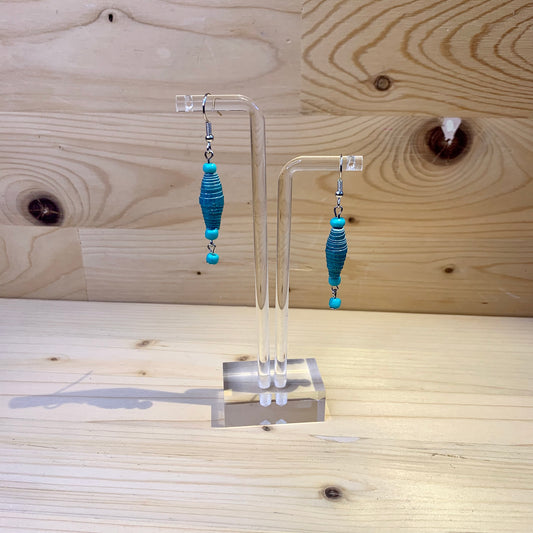 Paper Bead Earrings - Teal