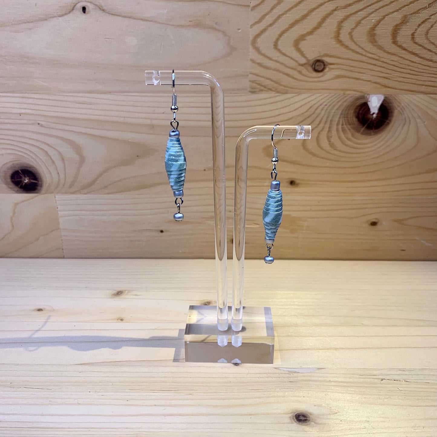 Paper Bead Earrings - Sliver Glitter