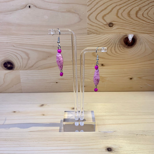 Paper Bead Earrings - Hot Pink