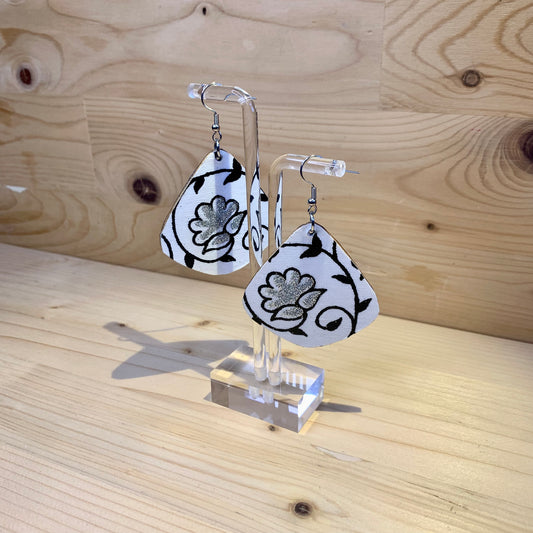 Wood Based Earrings - Black & White