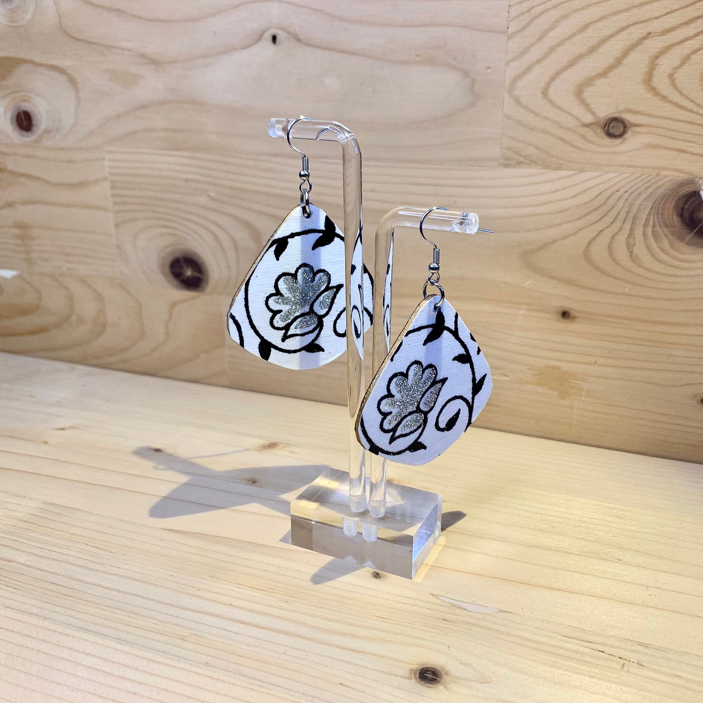 Wood Based Earrings - Black & White