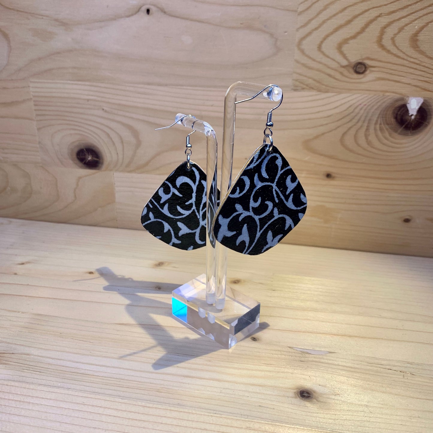 Wood Based Earrings - Black & White