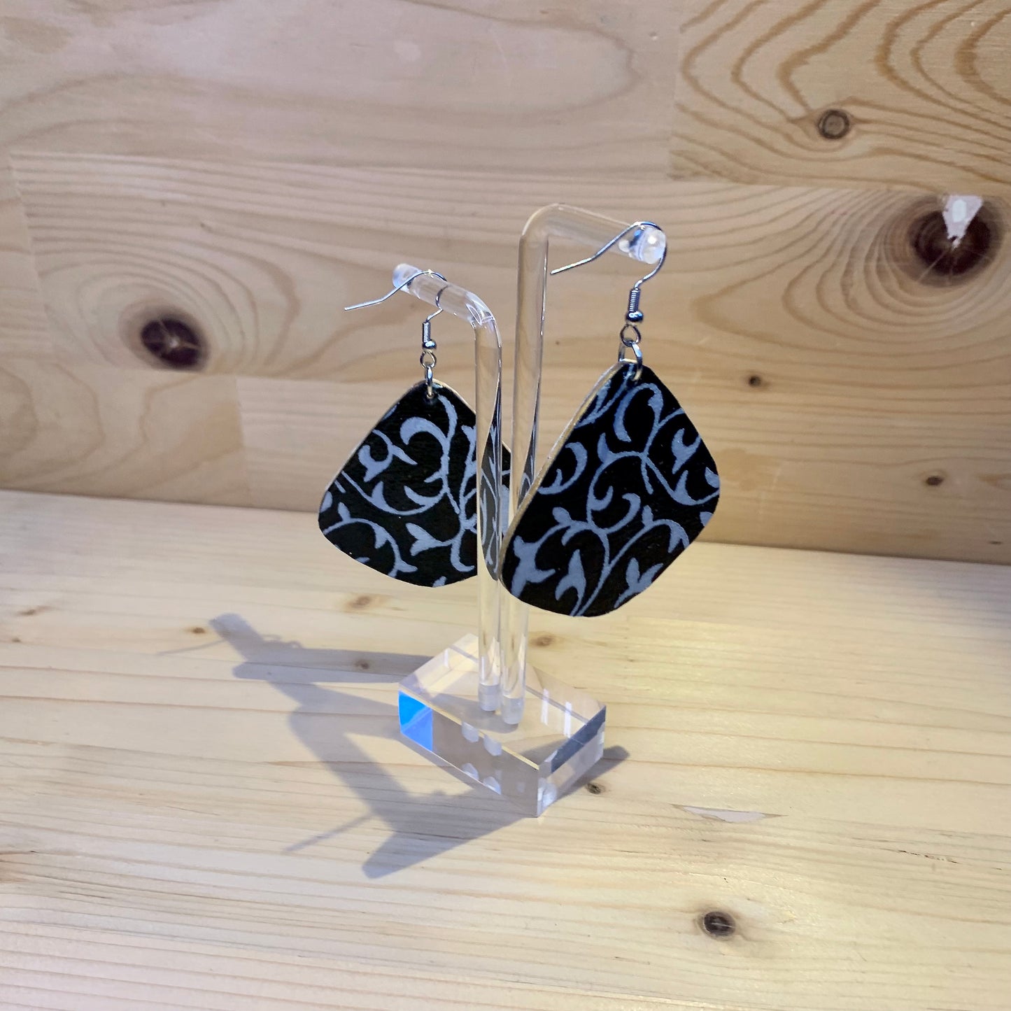 Wood Based Earrings - Black & White