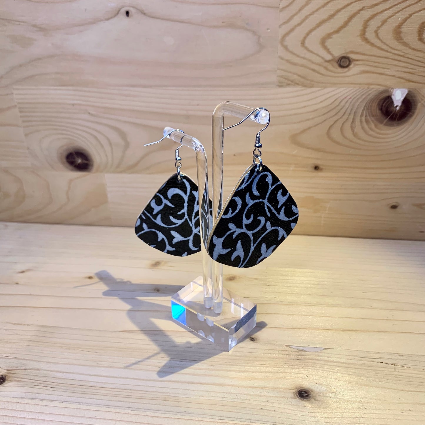 Wood Based Earrings - Black & White