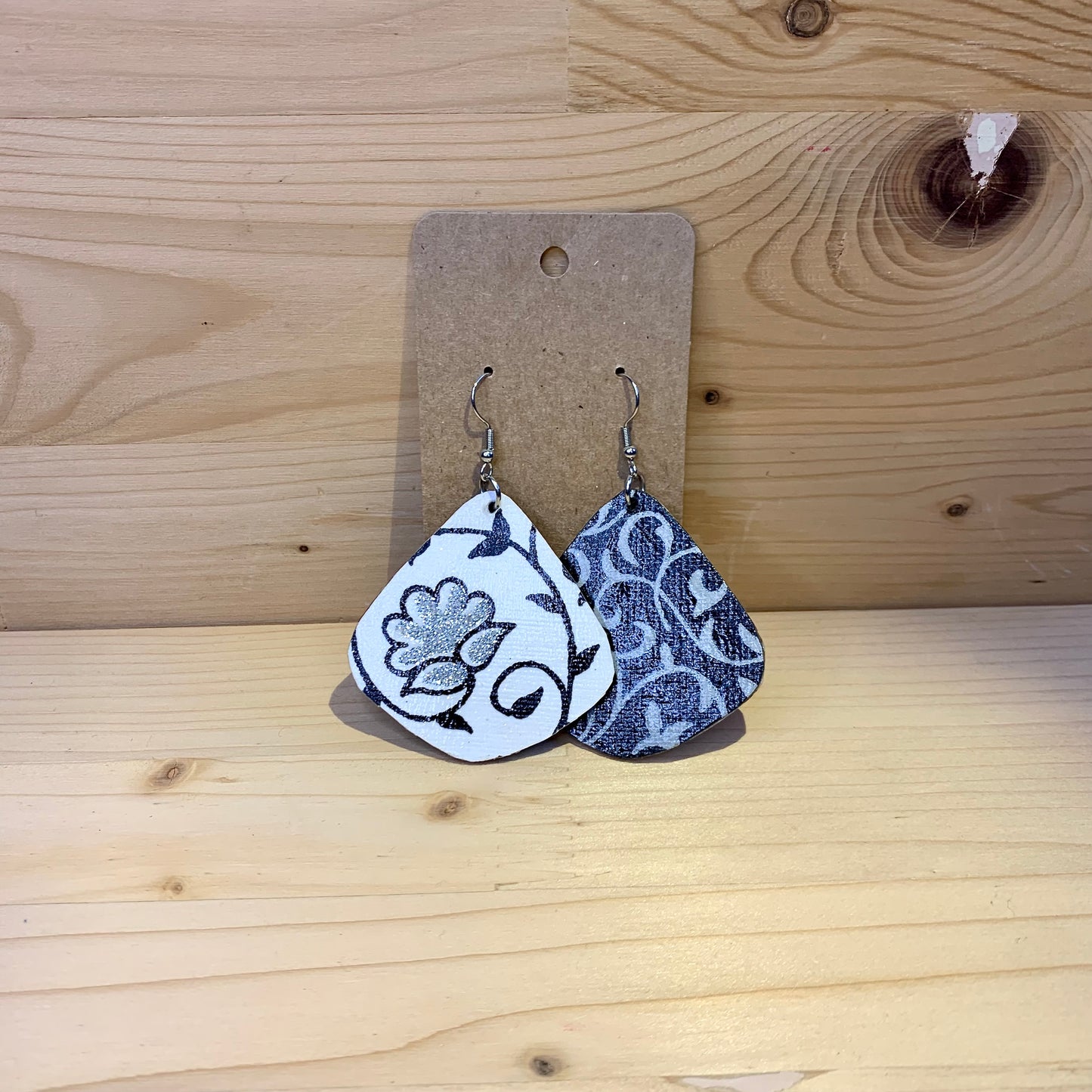 Wood Based Earrings - Black & White