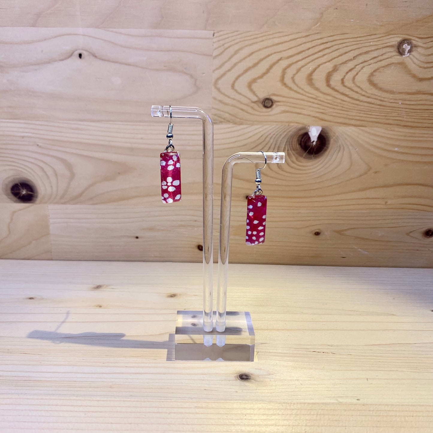 Japanese Paper Earrings - Hot Pink