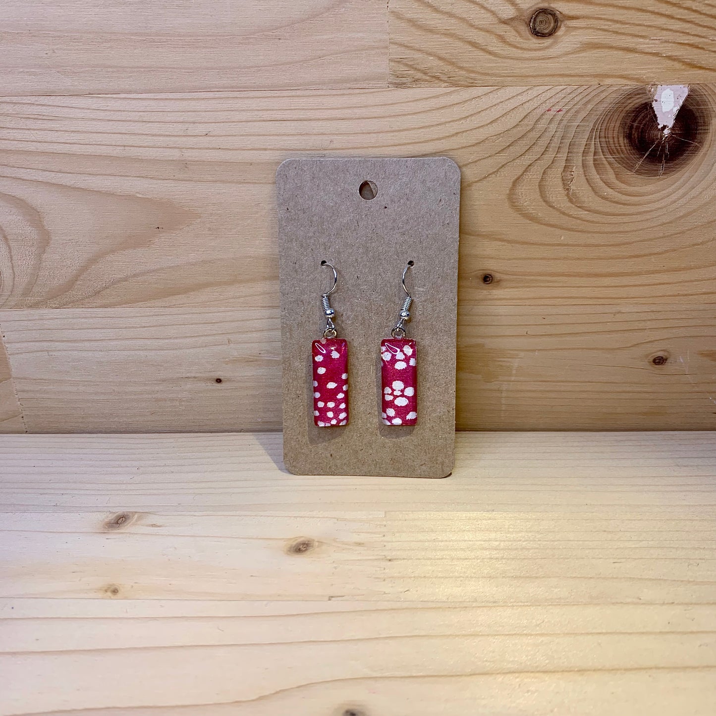 Japanese Paper Earrings - Hot Pink