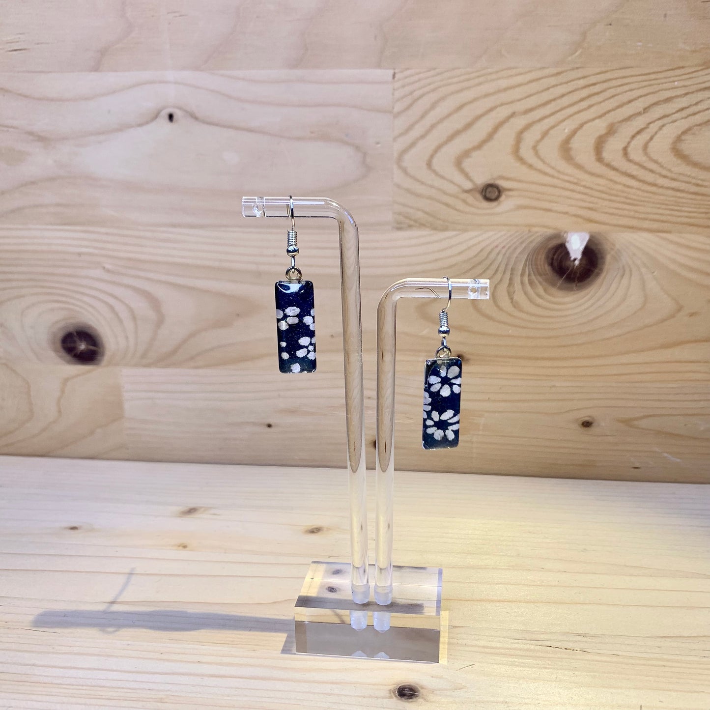 Japanese Paper Earrings - Navy Blue