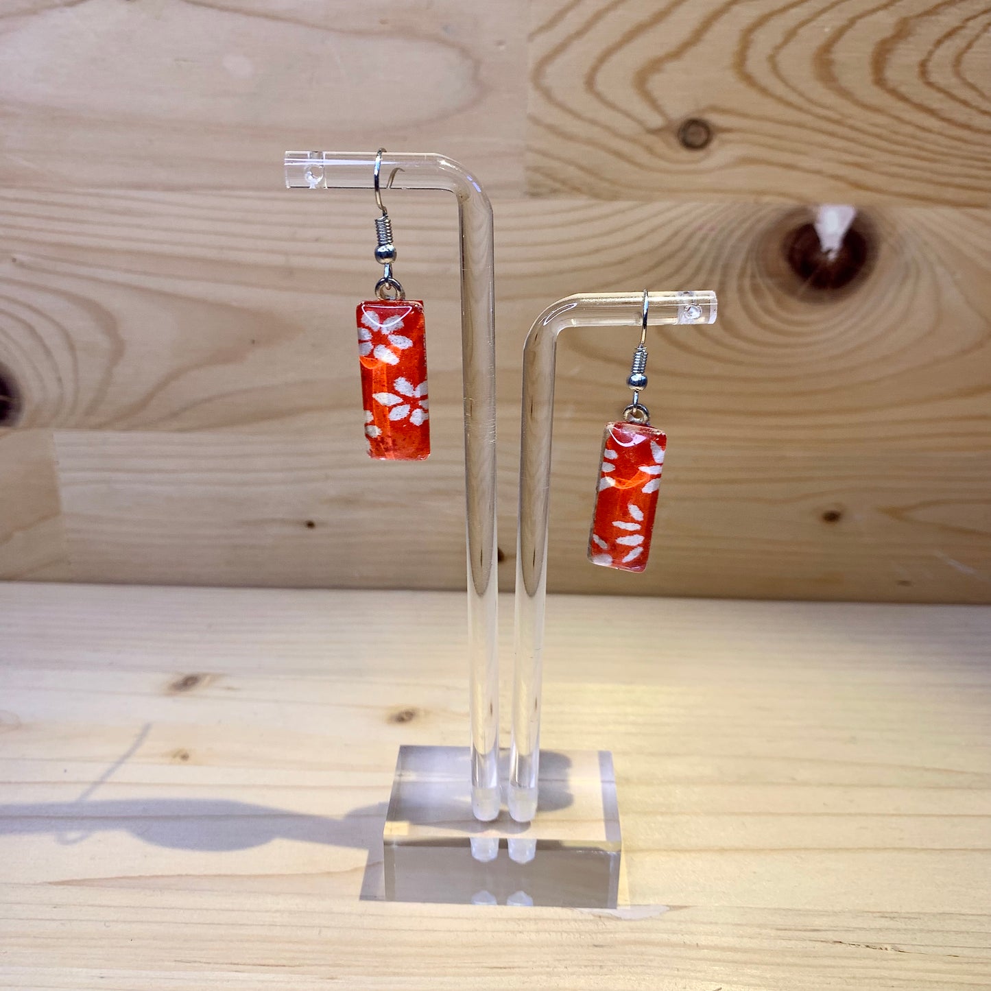 Japanese Paper Earrings - Orange