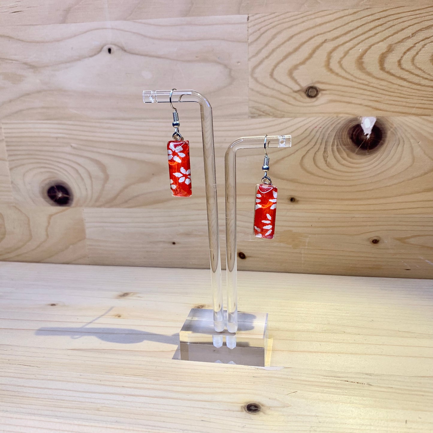 Japanese Paper Earrings - Orange