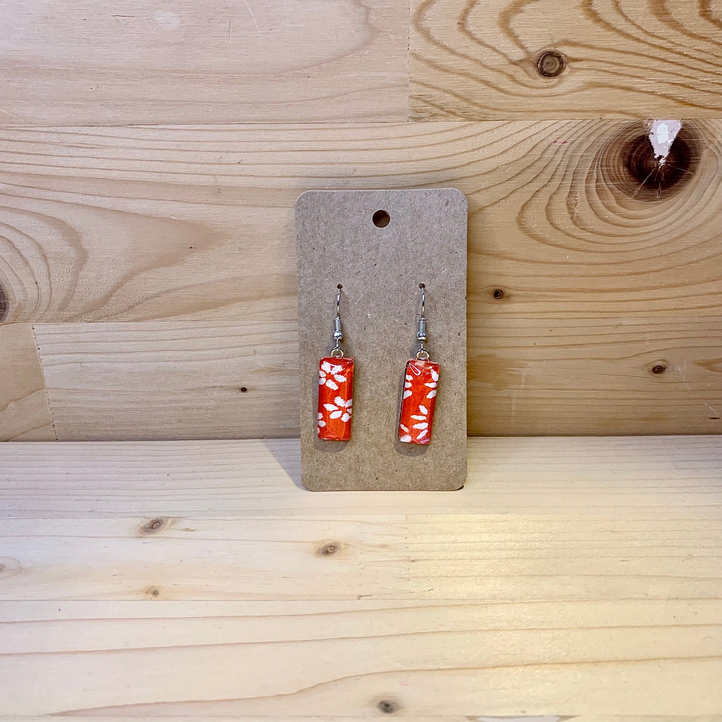 Japanese Paper Earrings - Orange