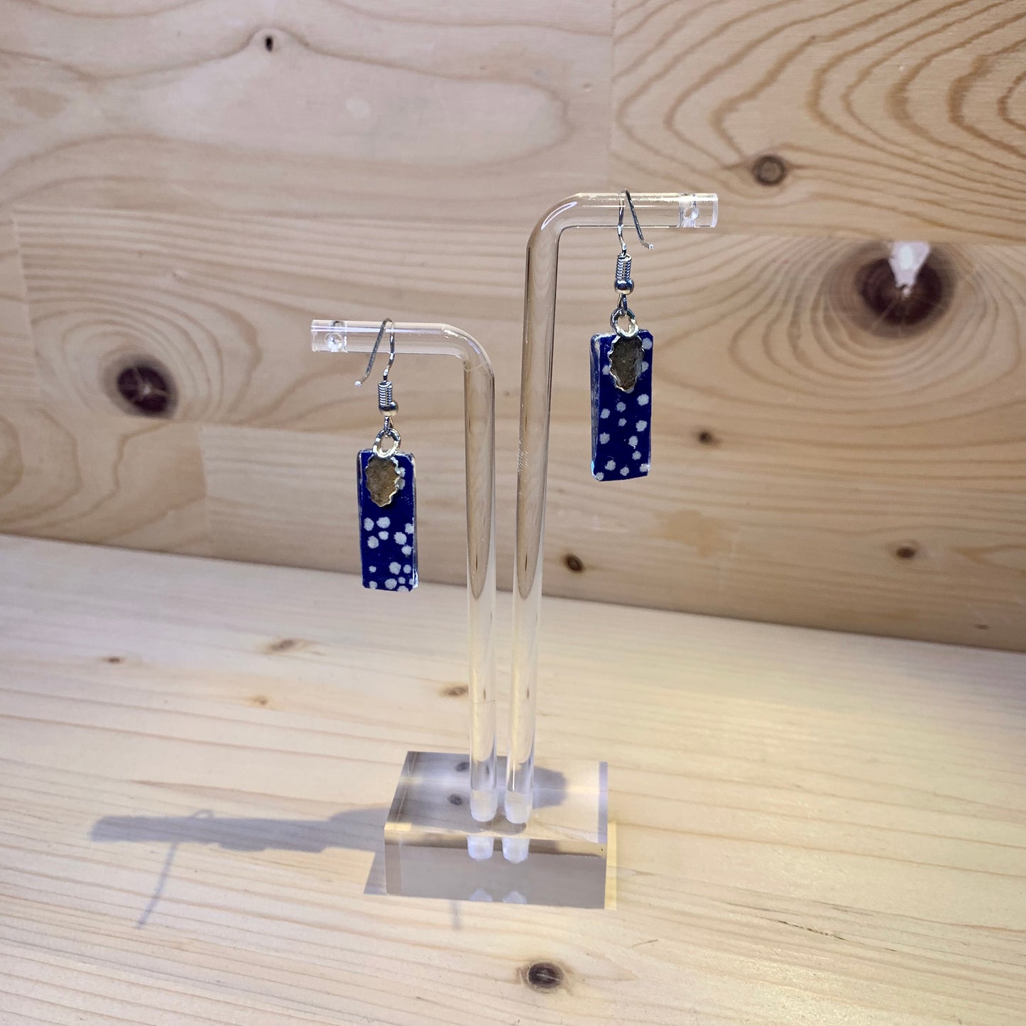 Japanese Paper Earrings - Bright Blue