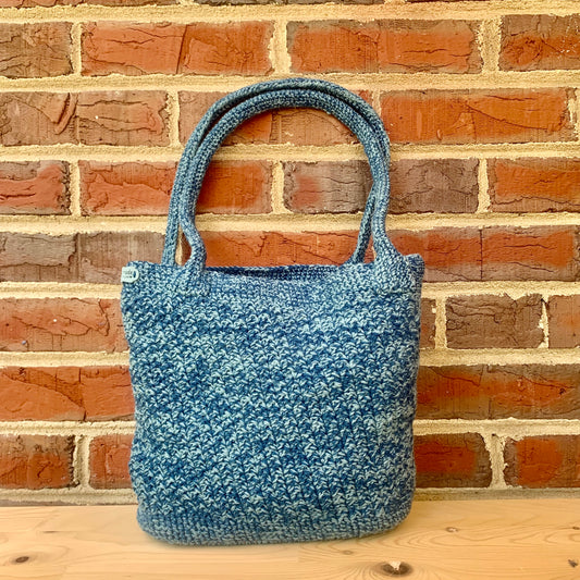 Blue Crochet Bag with Blue Handles