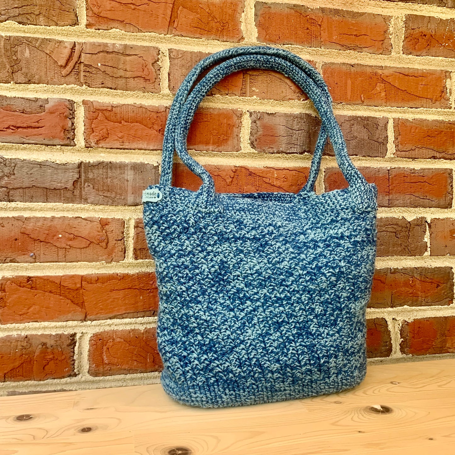 Blue Crochet Bag with Blue Handles