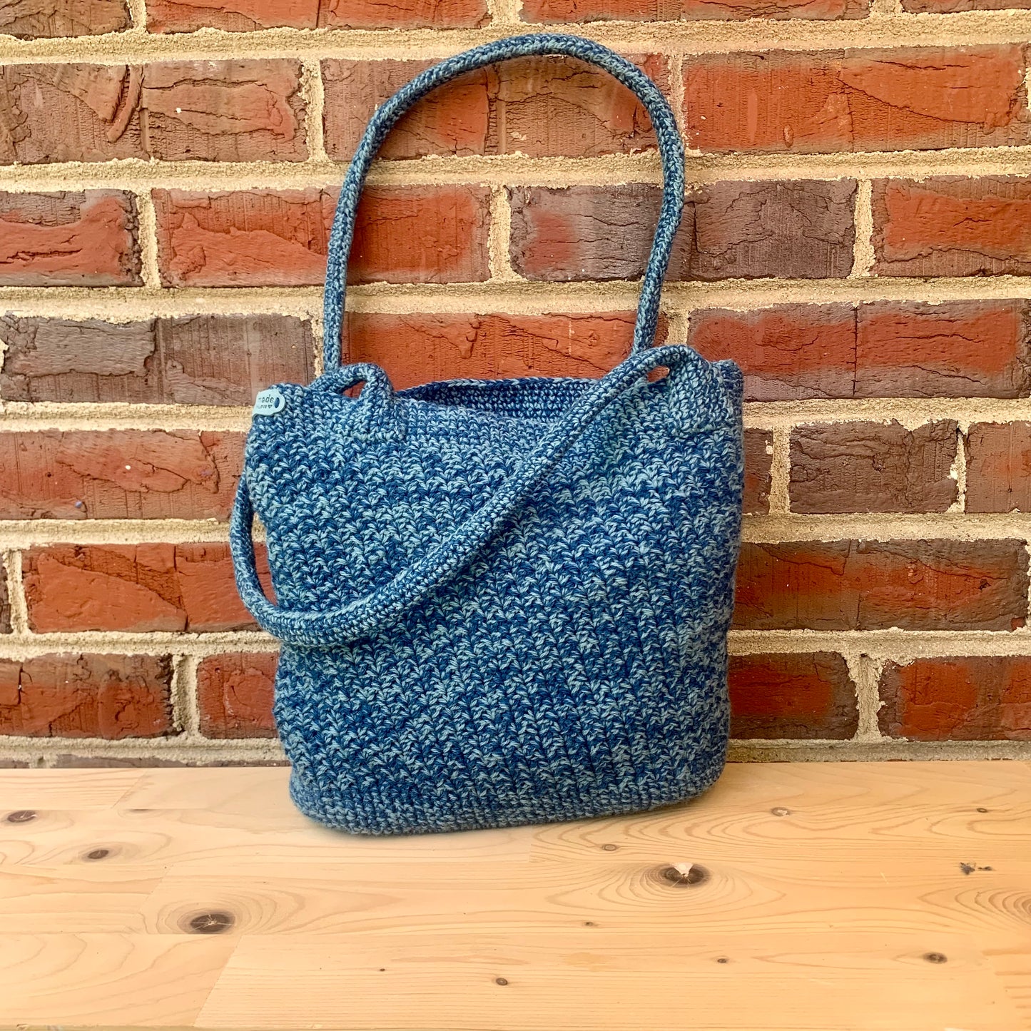 Blue Crochet Bag with Blue Handles