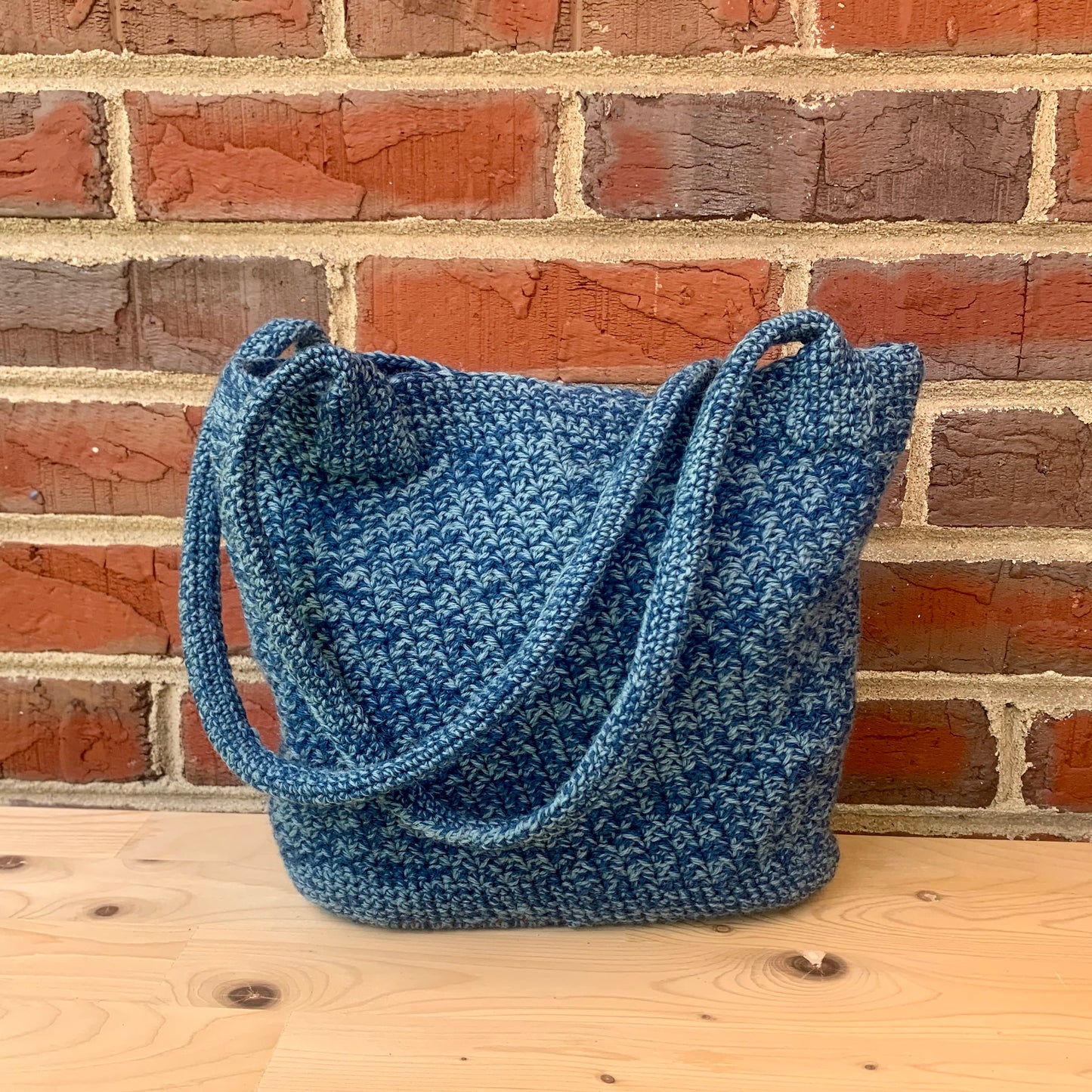 Blue Crochet Bag with Blue Handles