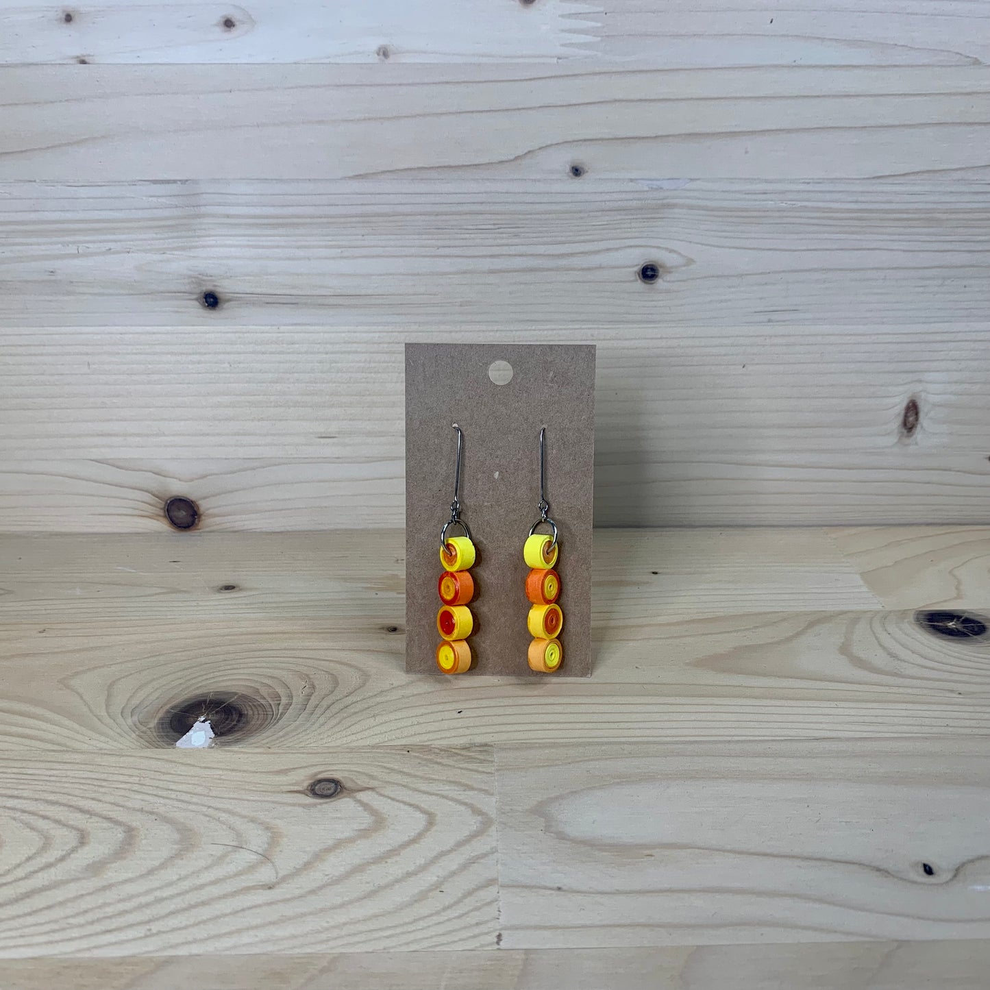 Orange and Yellow Quilled Paper Circle Earrings