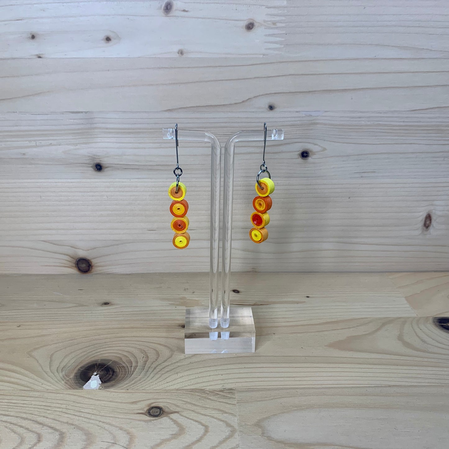 Orange and Yellow Quilled Paper Circle Earrings