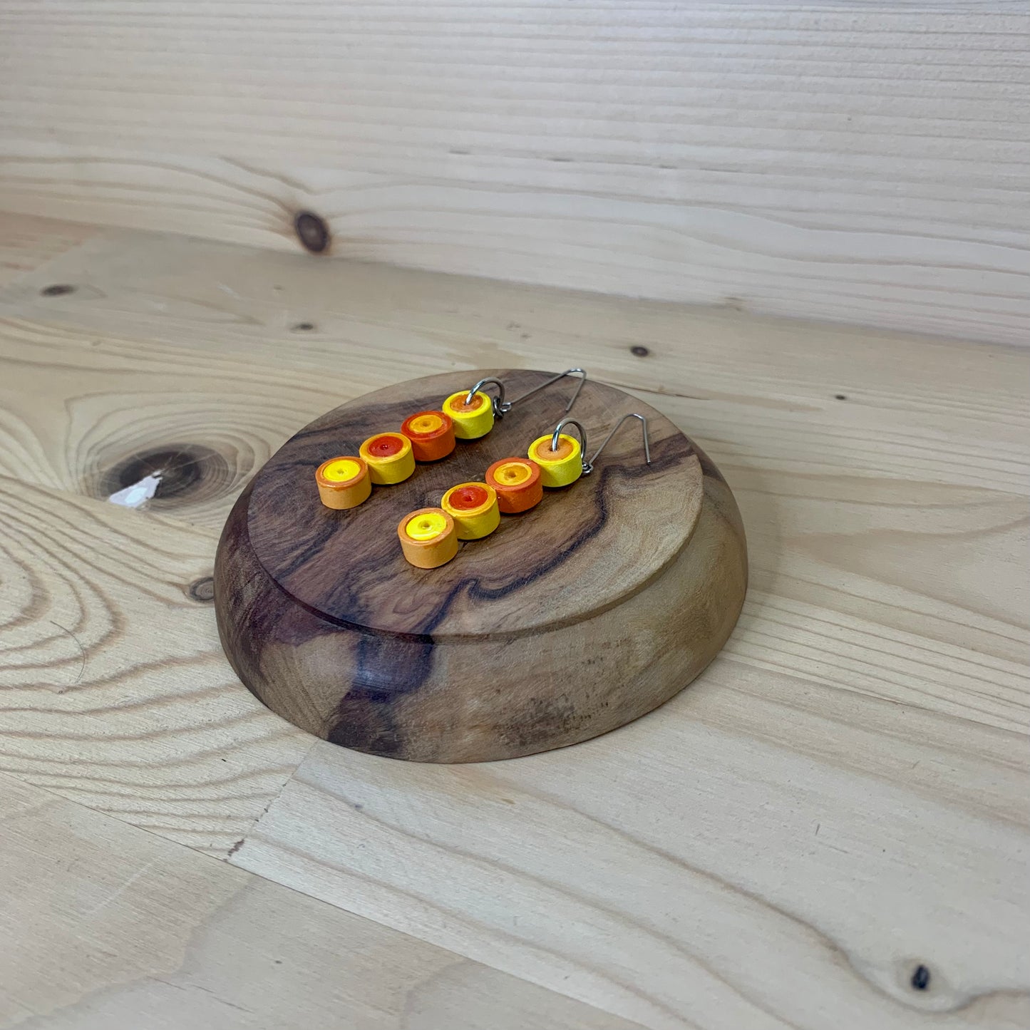 Orange and Yellow Quilled Paper Circle Earrings