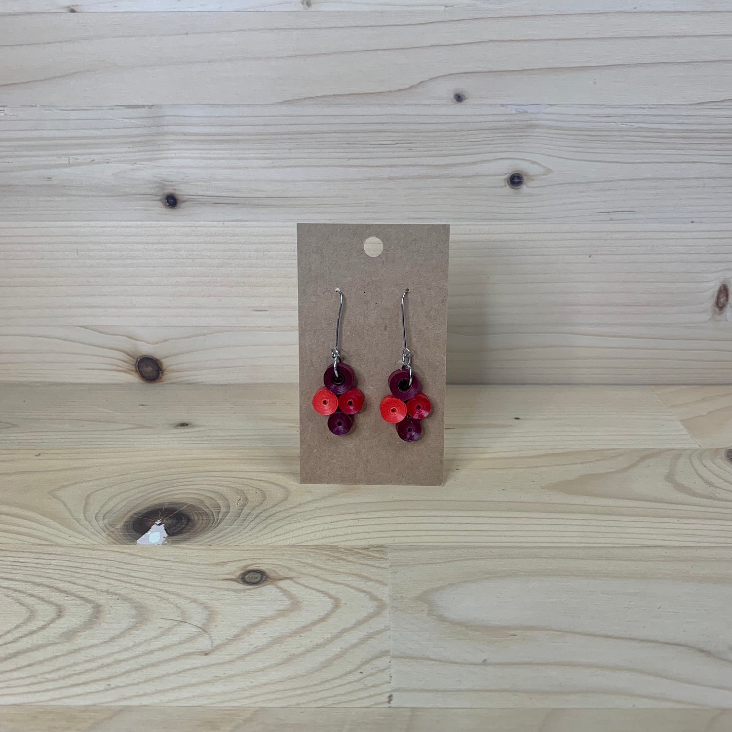 Shades of Red Quilled Paper Circle Earrings