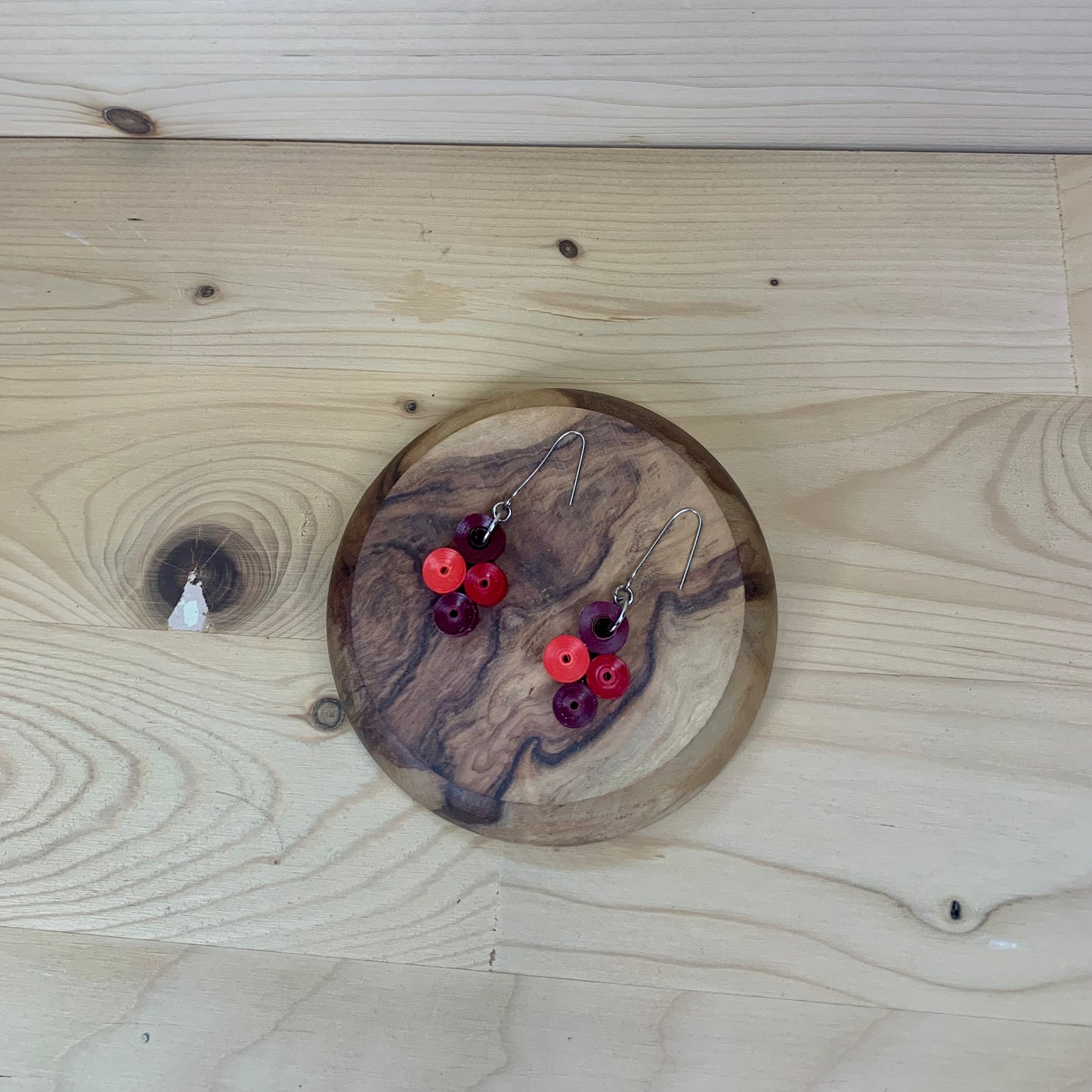 Shades of Red Quilled Paper Circle Earrings