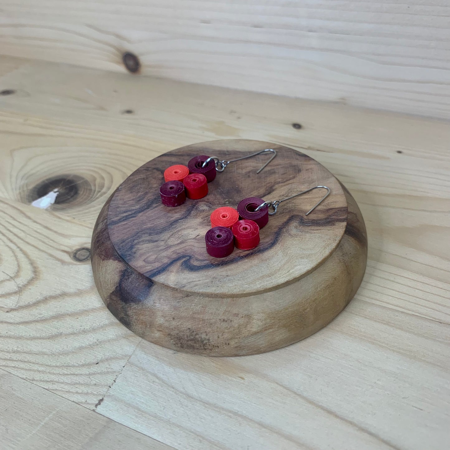 Shades of Red Quilled Paper Circle Earrings