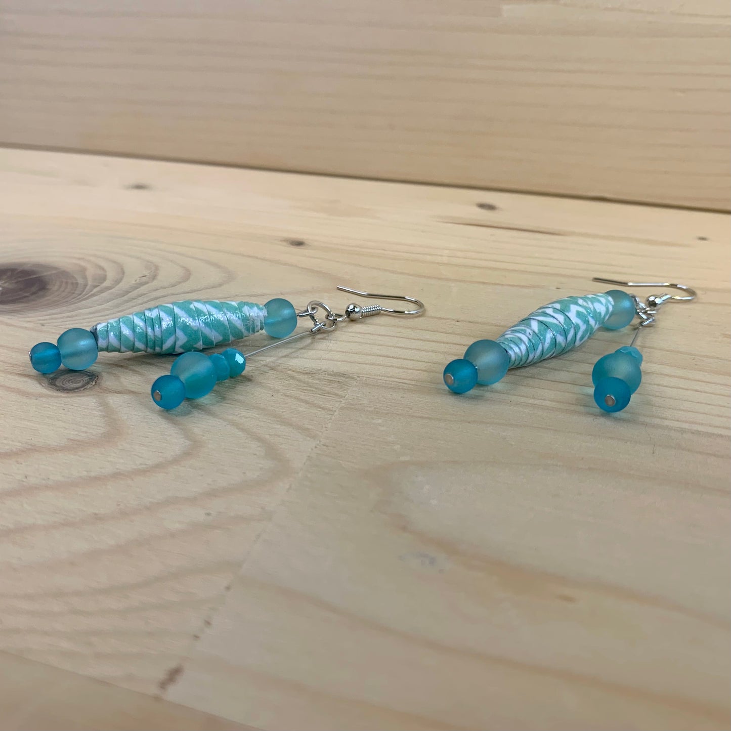 Paper Bead Earrings - Dreamy Blue