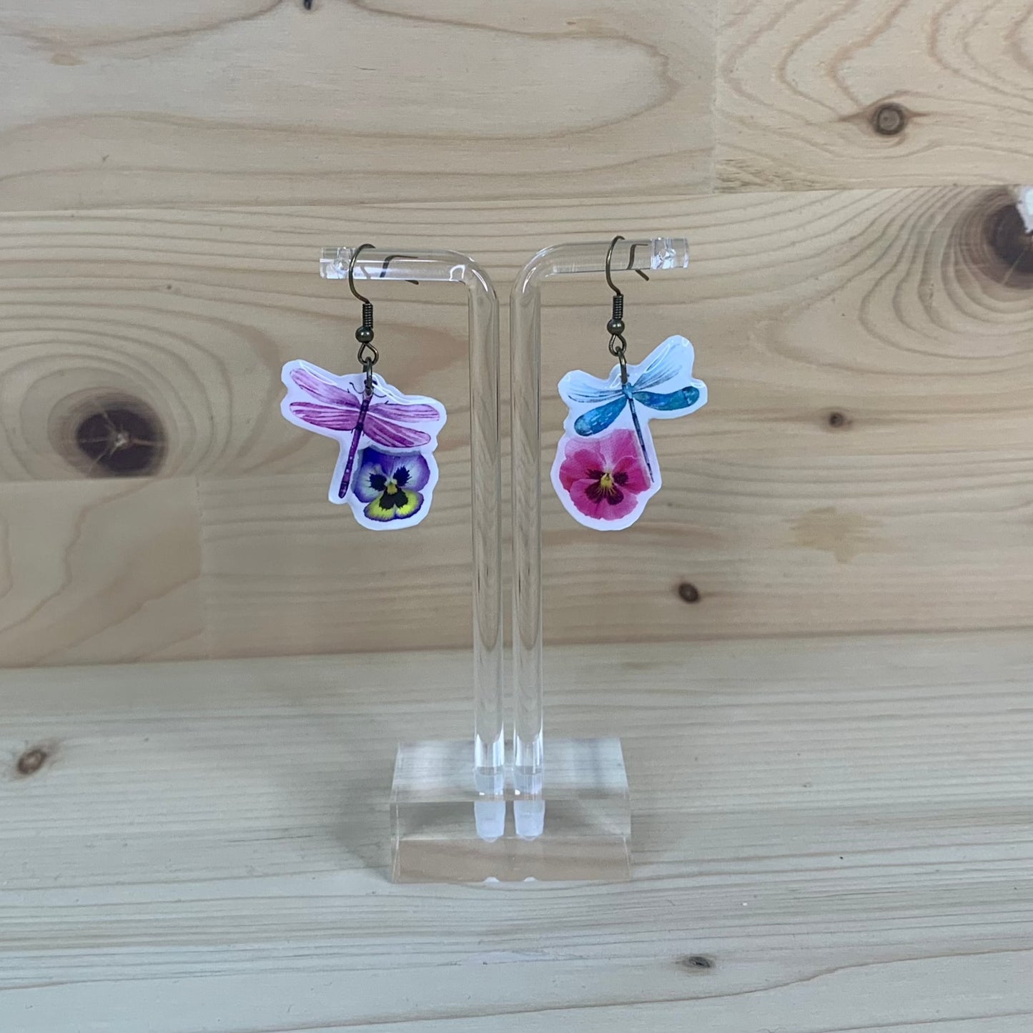 Purple and Blue Dragonfly Earrings