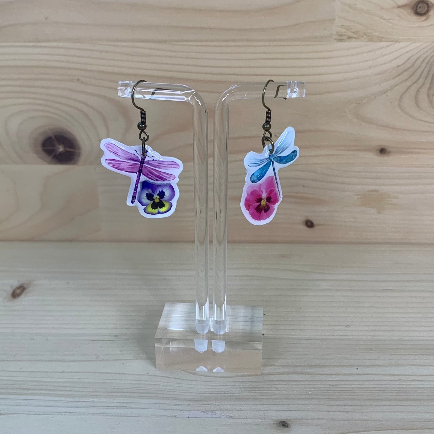 Purple and Blue Dragonfly Earrings