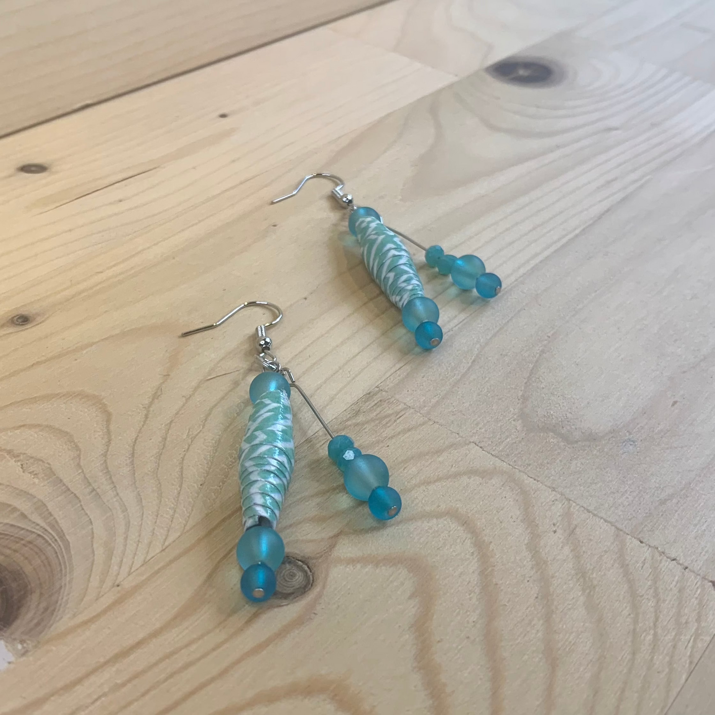 Paper Bead Earrings - Dreamy Blue