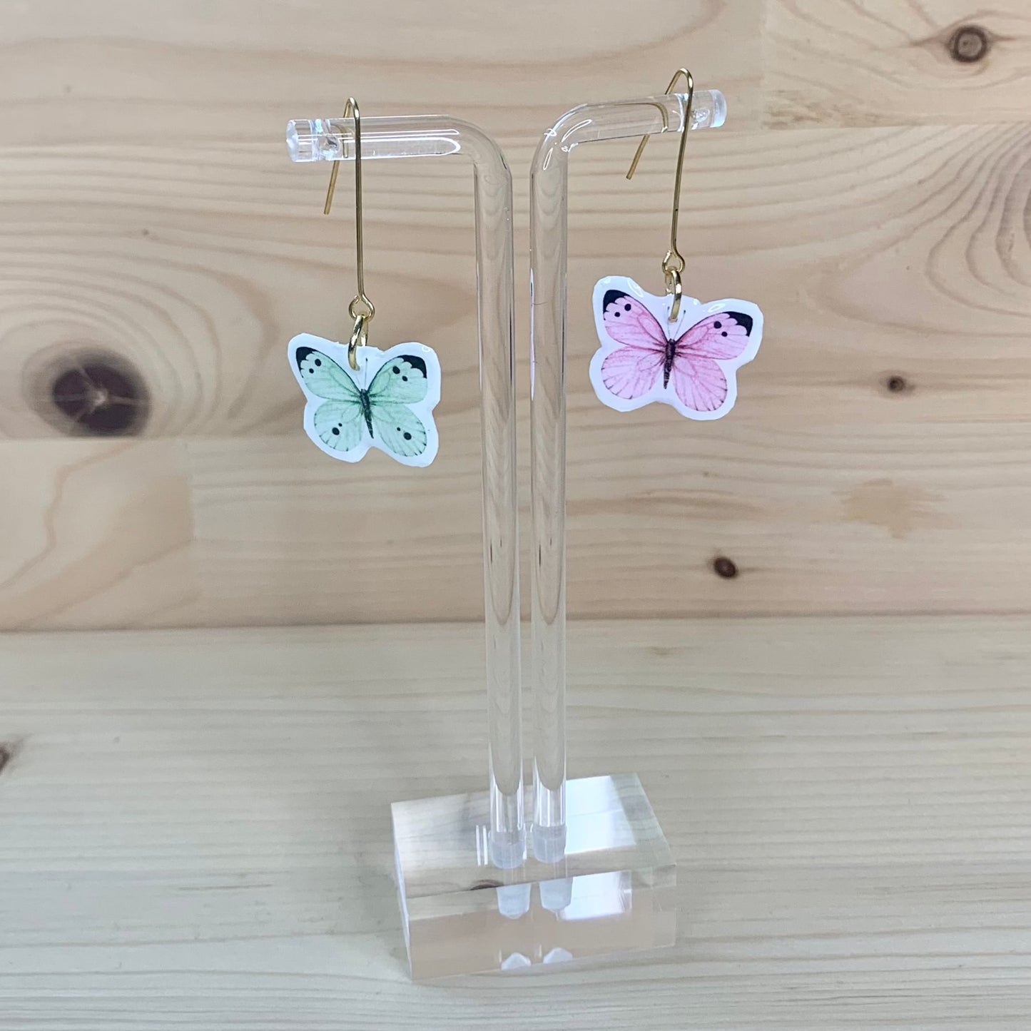 Pink and Blue Butterfly Earrings