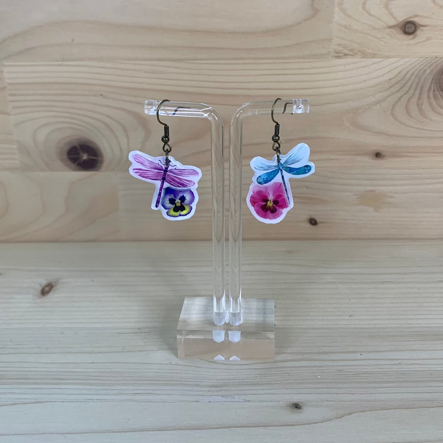 Purple and Blue Dragonfly Earrings