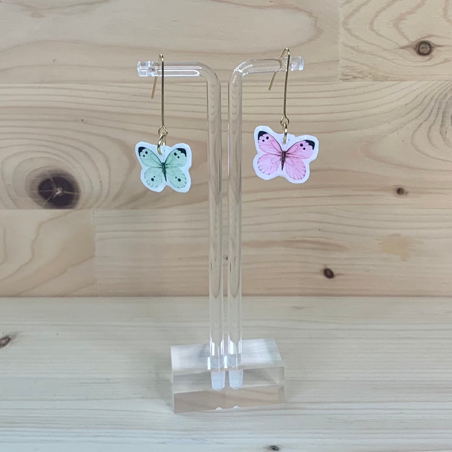 Pink and Blue Butterfly Earrings