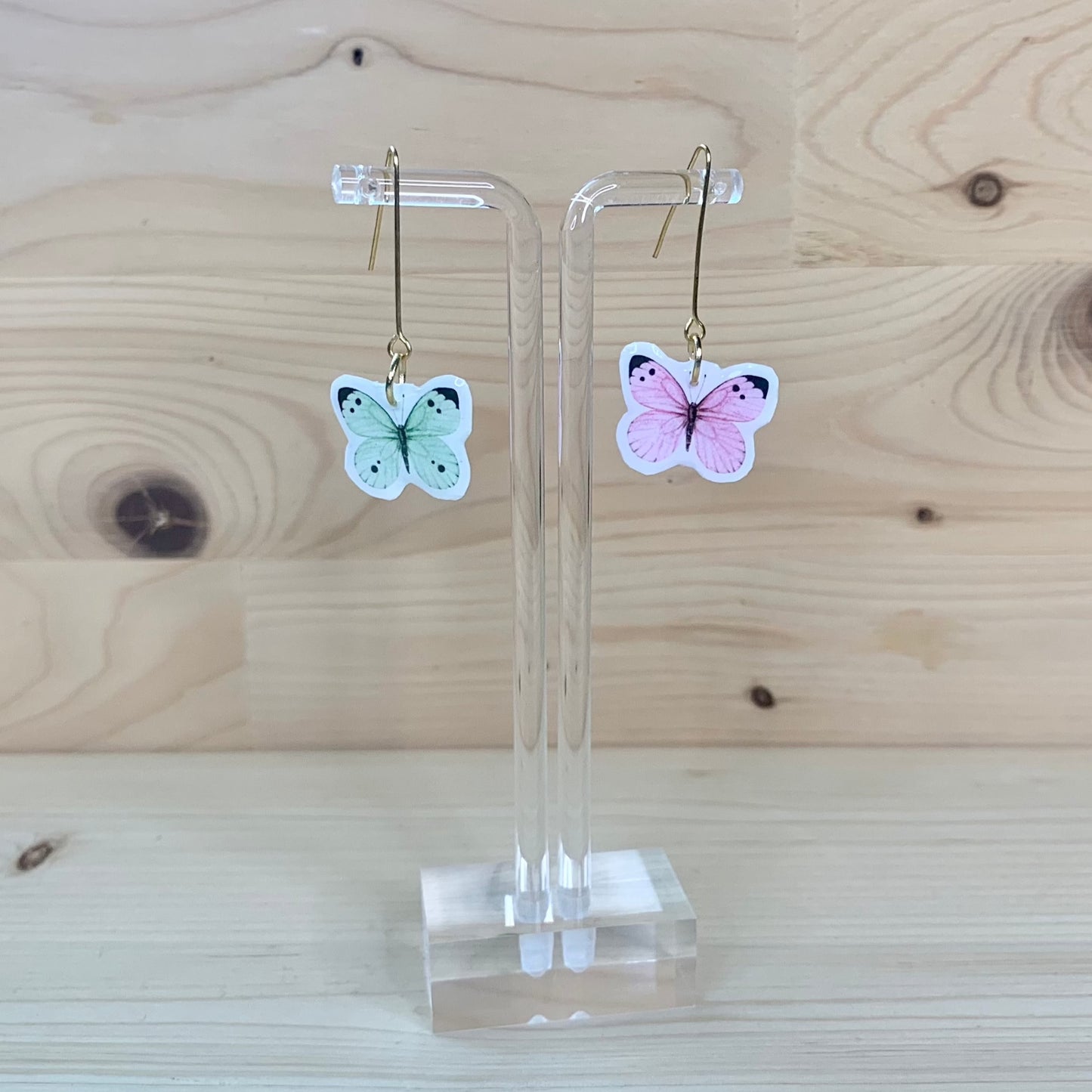 Pink and Blue Butterfly Earrings