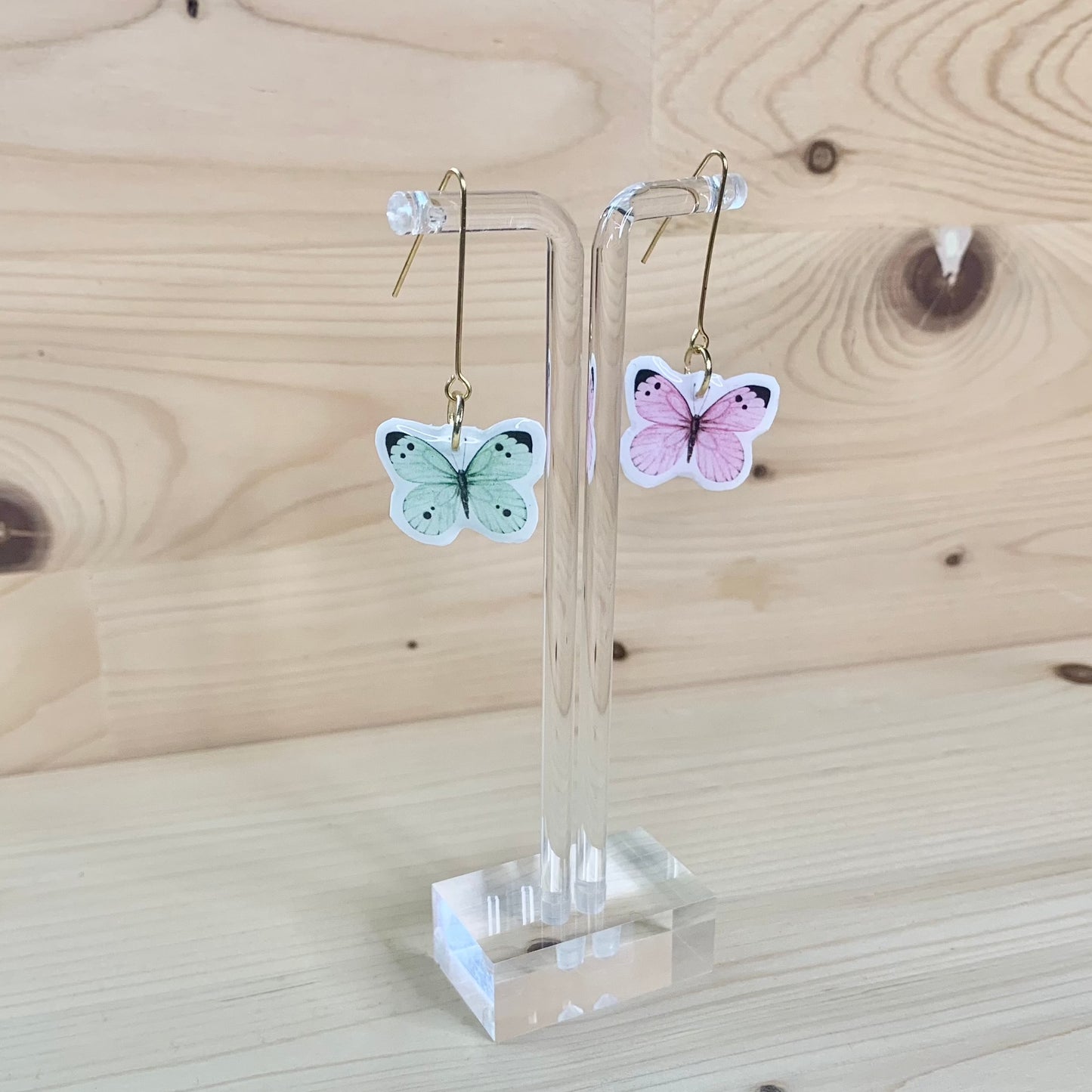 Pink and Blue Butterfly Earrings