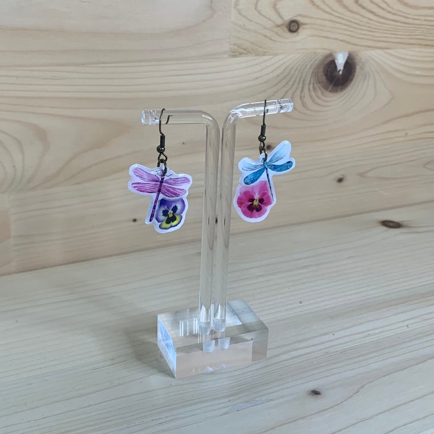 Purple and Blue Dragonfly Earrings