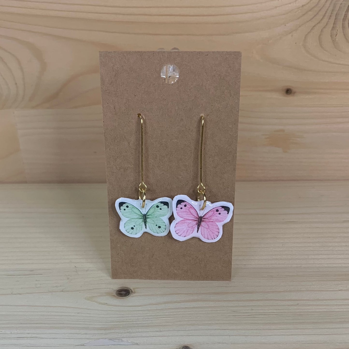 Pink and Blue Butterfly Earrings