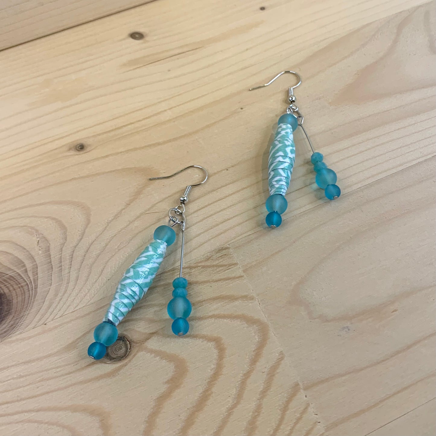 Paper Bead Earrings - Dreamy Blue