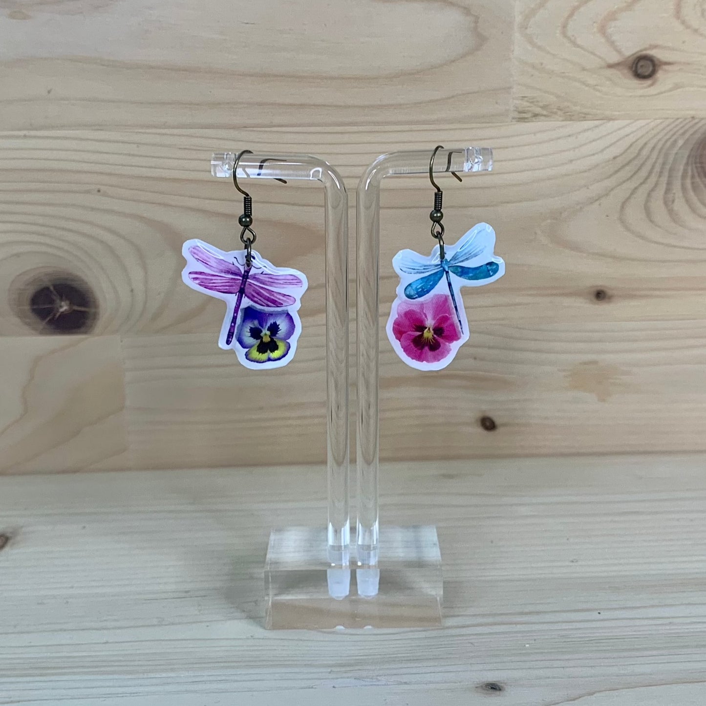 Purple and Blue Dragonfly Earrings