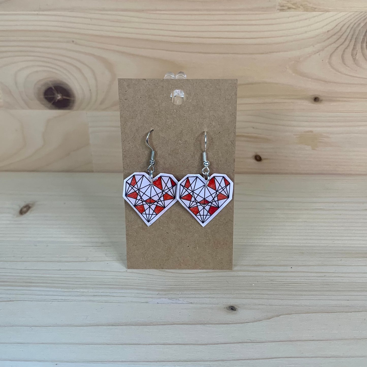 Geometric Red and White Heart