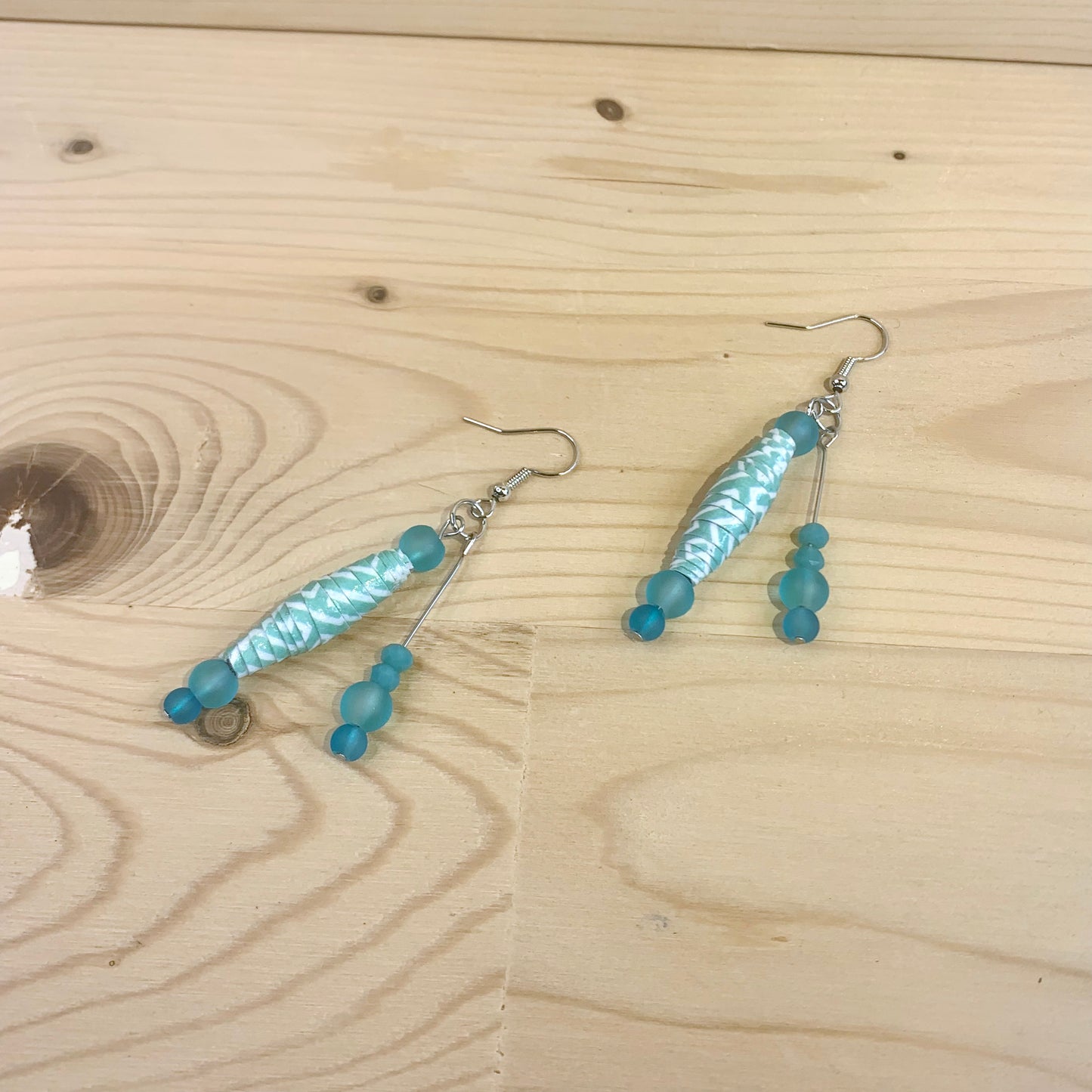 Paper Bead Earrings - Dreamy Blue