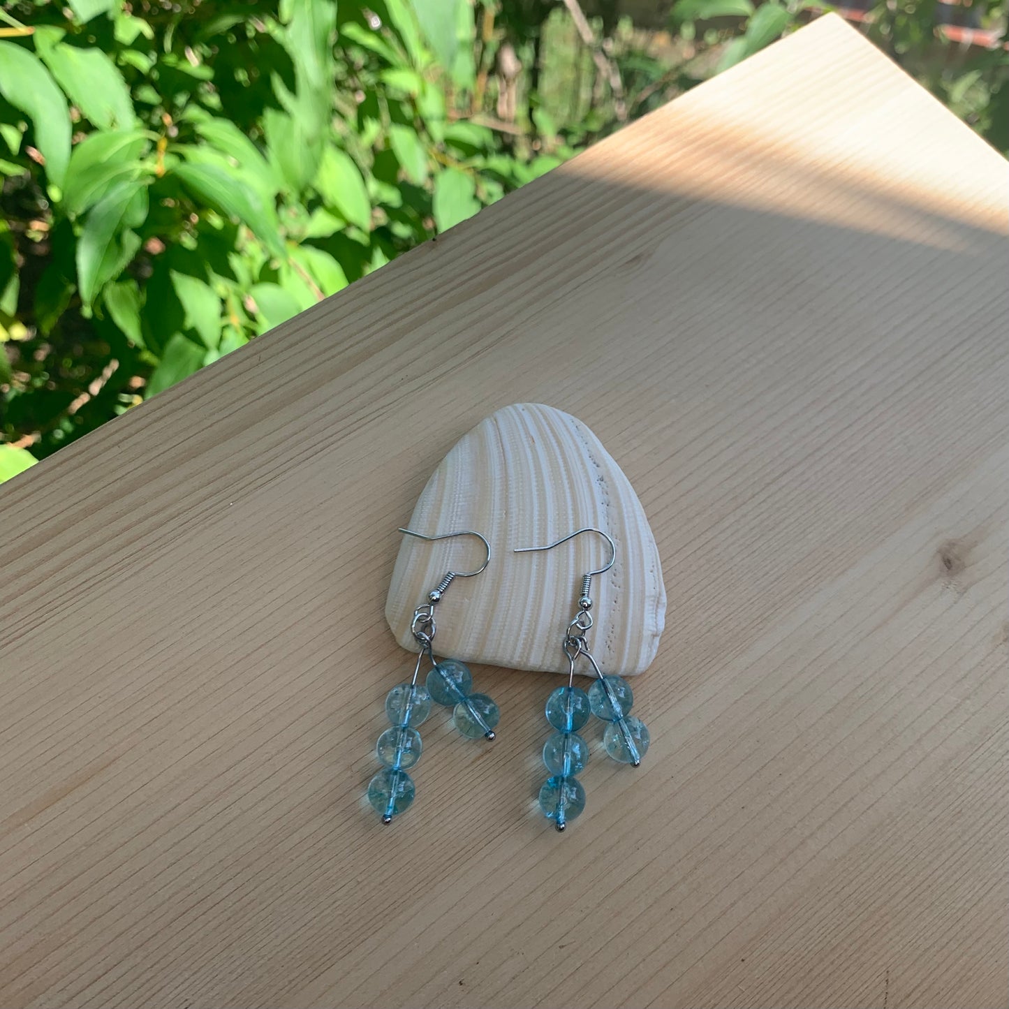 Sea Blue Round Bead Earrings